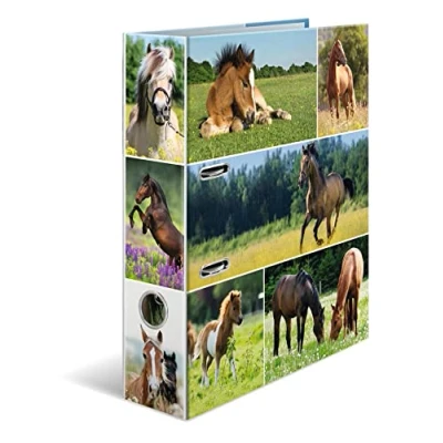 Imagen de HERMA Archivador de palanca con diseño animales y prado caballo, tamaño A4, lomo 70 mm, impresión interior, 1 carpeta