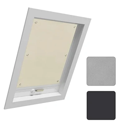 Imagen de WOLTU Persiana Enrollable Ventana de Techo sin Taladrar, Cortina Oscurecimiento 100% Opaca, Protección Solar, térmica Compatible con Velux y Roto M04 / 304, Beige 60x73 cm