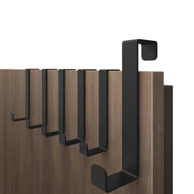 Imagen de 4smile ganchos para puerta colgar, juego de 6 unidades negros colgar en la puerta, flexibles ahorro espacio robusto perchero barra gancho
