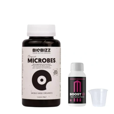Imagen de GROWMANIA Fertilizante Microbes de BioBizz 150 gr Abono Estimulador a base Microorganismos, Hongos y Enzimas Ideal Floración