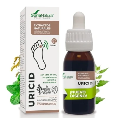 Imagen de Soria Natural Composor 32 Uricid Complex Con Extractos de Vara Oro, Ortiga Blanca, Gallium y Hierbabuena Acción Diurética Antiinflamatoria Ácido Úrico 50ml