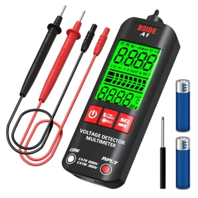 Imagen de BSIDE Multímetro Digital Inteligente Medidor Automático con Pantalla Grande de 3 resultados Comprobador Voltaje sin contacto NCV Ohm Volt Livewire estuche Linterna