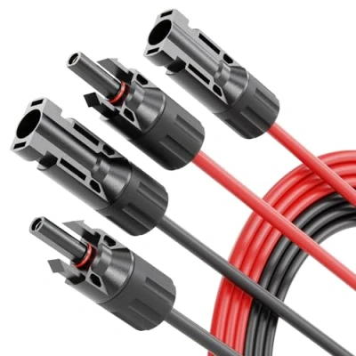 Imagen de ABSINA 2x 2 Metro cable solar 4mm2 H1Z2Z2 K negro y rojo para placa resistente a UV panel solar, 4mm, 4mm2, con enchufe,