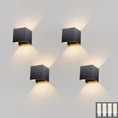 Imagen de Klighten 4PCS Apliques De Pared Exterior/Interior Moderna, Blanco Cálido 3000K Lampara para Entrada, Balcones, Comedor, Gris oscuro (Incluye bombillas G9)