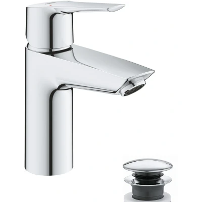 Imagen de Grohe Start QuickFix Grifo de lavabo monomando S (vaciador push open, menor consumo agua, instalación rápida, altura 165mm), cromo, 23550002