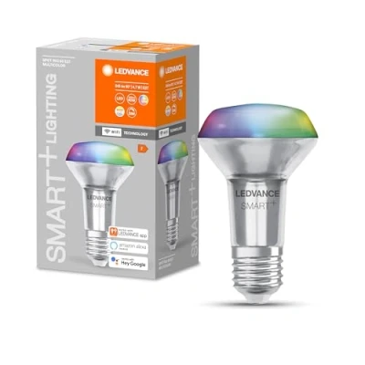 Imagen de LEDVANCE Smarte LED R63 Spotlampe mit Wifi Technologie, Sockel E27, RGB Farben &amp; Lichtfarbe änderbar, Reflektorlampe als Ersatz für herkömmliche 60W Glühbirnen, steuerbar Alexa, Google App
