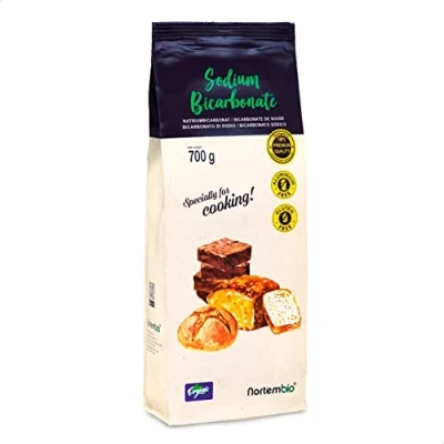 Imagen de Nortembio Bicarbonato de Sodio Alimenticio 700 g. Ecológico para Cocina y Repostería. Sódico Sin Aluminio Lavar Frutas Verduras. E Book con Recetas Incluido.
