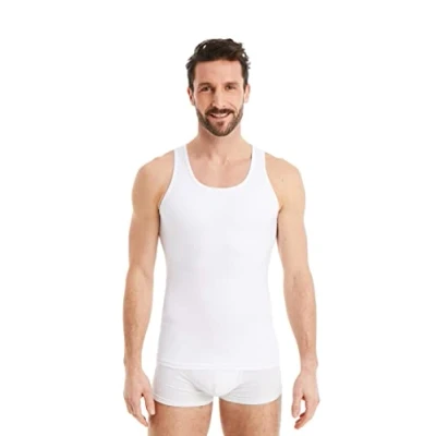 Imagen de FINN Camiseta Reductora para Hombre con Efecto Vientre Plano Interior de compresión sin Mangas algodón Body Shaper un más Ideal ginecomastia Blanco 5XL