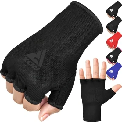 Imagen de RDX Vendas Boxeo Guantes Interiores, Elástico Cinta Mano Muñeca Soporte, Vendaje Envolturas Protector Wraps, Muay Thai MMA Kick Boxing Artes Marciales Entrenamiento Puñetazos Gimnasio, Hombre Mujere