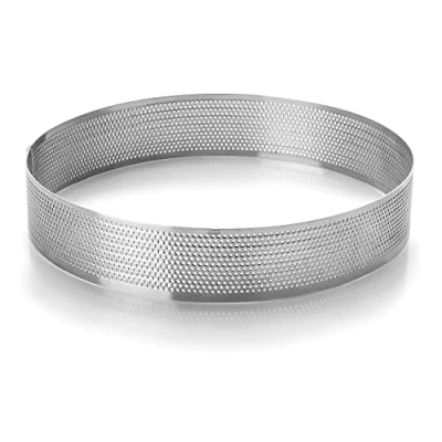 Imagen de Lacor 68538 Molde Reposteria, Aro Redondo Microperforado, Ideal para Tartas y Bizcochos, Acero Inoxidable 18/10, Diámetro: 18 cm, Alto: 2 cm