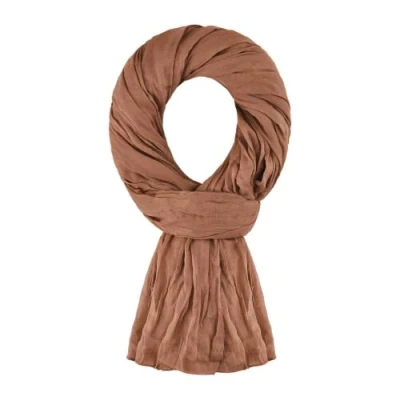 Imagen de ALLEE DU FOULARD Bufanda Fular Pañuelo Estola Chal 100% Algodón Marrón Siena Tamaño 200 X 110 CM Mujer y Hombre Cómodo Ligero