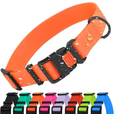 Imagen de CollarDirect Collar Perro Ajustable Impermeable con Hebilla Fácil de Abrochar Perros Nailon Resistente para Pequeños Medianos Grandes y Cachorros (Neck Fit 14&quot; 18&quot;, Orange)