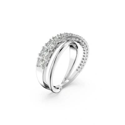 Imagen de Swarovski Anillo Twist, Talla redonda, Blanco, Baño de rodio, 60