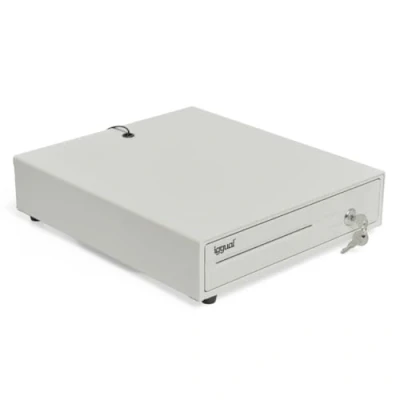 Imagen de iggual Cajón Portamonedas IRON 10W Caja Registradora Manual o Automática RJ11 (12V), Compartimentos: x4 Billetes y x6 Monedas, Cerradura 3 Posiciones Bloqueo, 38x33.50x8 cm (Color Blanco)