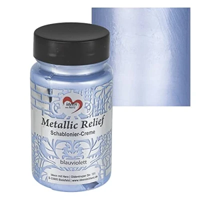 Imagen de Ideen mit Herz Crema para plantilla de relieve metálico, pasta textura fina, pintura plantillas, plantilla, 90 ml, base agua (azul violeta)