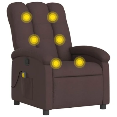 Imagen de vidaXL Sillón de Masaje Reclinable, Silla con Respaldo Reposabrazos, Televisión Relax Descanso, Asiento para Salón Hogar, Tela Marrón Oscuro