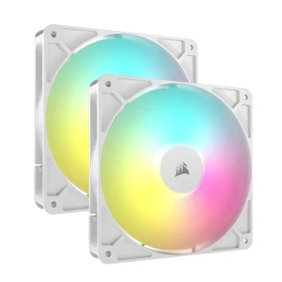 Imagen de CORSAIR RS140 ARGB 140 mm PWM Ventiladores Conexión en Cadena Bajo Nivel de Ruido Rodamiento Cúpula Magnética Paquete Doble Blanco