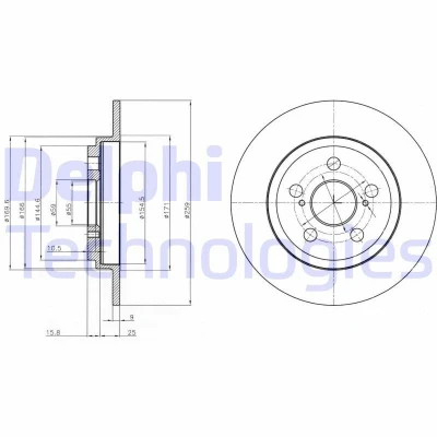 Imagen de DELPHI BG4272 Disco de freno 259 9 5 macizo aceitado sin procesar cojinete rueda, anillo sensor ABS TOYOTA: Urban Cruiser