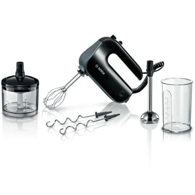 Imagen de Amasadora de mano Bosch MFQ4980B, 850 W, 5 velocidades, Función turbo, Negro