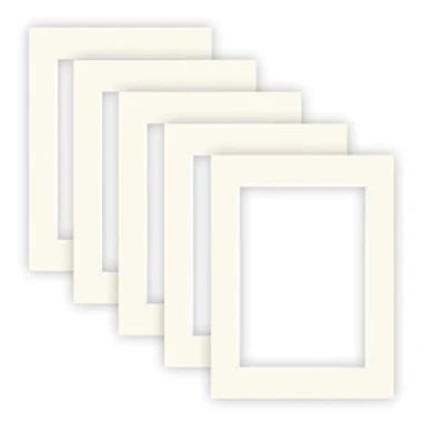Imagen de nielsen Conservation Passepartout cartón 1,5 mm, juego de 5, tamaño exterior 30x40 cm para imagen 20,5x29,5 (DIN A4), blanco marfil liso