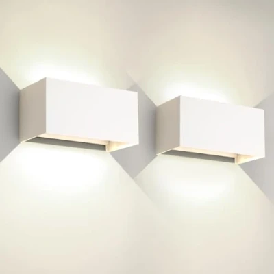 Imagen de 2 Piezas 25W LED Aplique Pared Exterior Interior IP65 Impermeable Apliques Lámpara de Aluminio Moderno Blanco 4000k luz Natural, Ángulo Ajustable, Fácil instalar