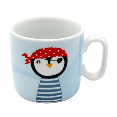 Imagen de Dekohelden24 940333 Taza infantil con asa, diseño de pirata, 6,8 x 7,4 cm, capacidad 150 ml, porcelana,