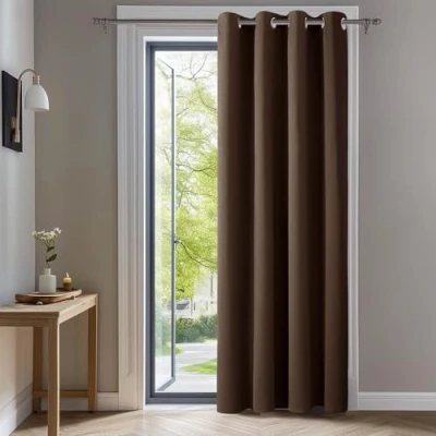 Imagen de Deconovo Cortina Opaca 1 Pieza para Dormitorio Salon, Cortinas Termicas Aislantes Frio y Calor Certificación OEKO TEX140 x 260 cm Marrón