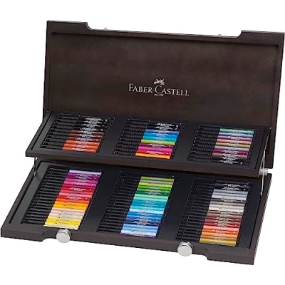 Imagen de Faber Castell 167400 Estuche de madera con 90 rotuladores Pitt punta pincel, multicolor