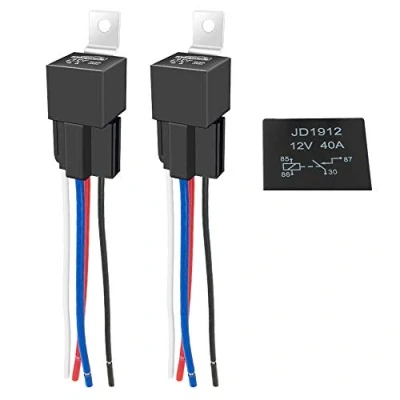 Imagen de GTIWUNG 2Pcs 12V 40A Relé de Coche con Arnés Enchufes, 4 Pin Terminal SPST Auto Barco Carro Relais Relés, Automotive Relay 12V, Interruptor del Vehículo
