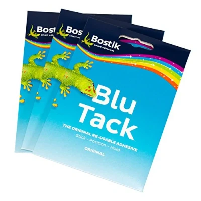 Imagen de [Pack de 3] Bostik Blu Tack Paquete adhesivos pegajosos Putty 48 g., reutilizables., color azul Each pack is approx 48g
