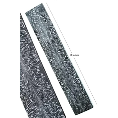 Imagen de barra de acero con plumas damasco extremo, 30 x 5 cm, hecha a mano, para manualidades, cuchillos, herramientas, cm longitud