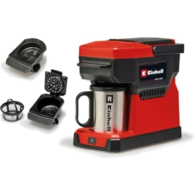 Imagen de Einhell Cafetera con batería TE CF 18 Li Solo Power X Change (18 V, recipiente de agua 240 ml, para café filtro y cápsulas café, asa transporte, incl. taza tapa, sin batería)