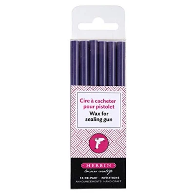 Imagen de Clairefontaine ES J. Herbin 35812t de cera, caja con 6 asas Hobby para pistola, blanda, color turquesa, berenjena