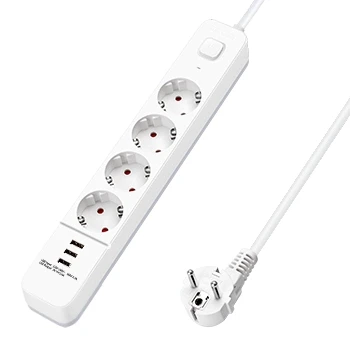 Imagen de Aigostar Regleta alargador de 4 enchufes con cable 1,5 metros e interruptor 3 USB