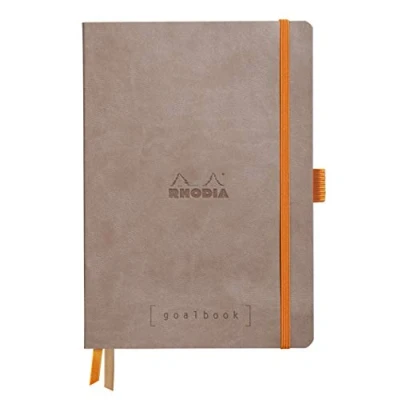 Imagen de Clairefontaine ES RHODIA 117573C Goalbook Cuaderno flexible (A5, 240 páginas, papel blanco, 90 g, 2 correas, cierre elástico, tapa de piel sintética), color gris