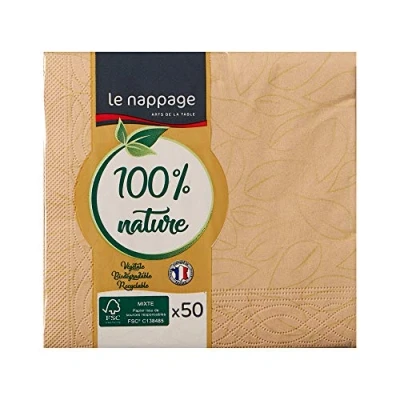 Imagen de Le Nappage Servilletas de papel 3 capas Color beige certificadas FSC® Reciclables y biodegradables Formato 25 x cm Set 50