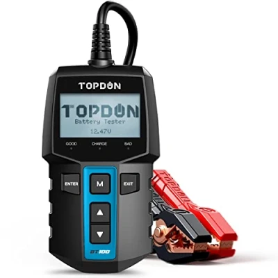 Imagen de TOPDON Comprobador de Baterias Coche BT100, 12V 100 2000CCA, Prueba Arranque del Motor y Sistema Carga Para Coche, ATV, SUV, Camión Barco