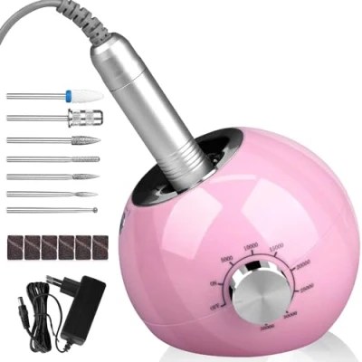 Imagen de Torno para Uñas, AZ GOGO de Uñas Profesional 35000rpm, Lima Electrica con 7 Brocas, Set Manicura y Pedicura Salón DIY, Pulidora Gel o Acrílicas