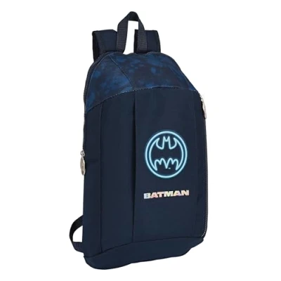 Imagen de Safta BATMAN LEGENDARY Mini Mochila para Uso Diario, Ideal Niños de Diferentes Edades, Cómoda y Versátil, Calidad Resistencia, 22x10x39 cm, Color Azul Marino