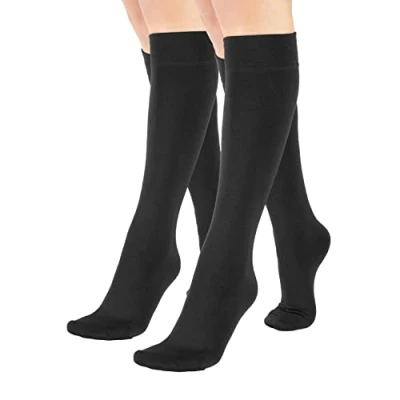 Imagen de Cette PACK 2/4 PARES Calcetines hasta la Rodilla Térmicos, con Forro Polar, de invierno 300 DEN (Talla Unica, 2 X Negro)