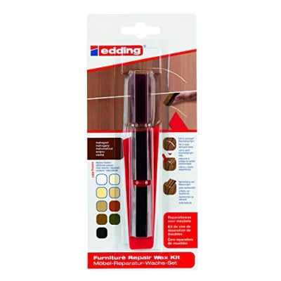 Imagen de edding 8901 juego de cera reparadora muebles negro para rellenar y reparar arañazos agujeros en otras superficies madera