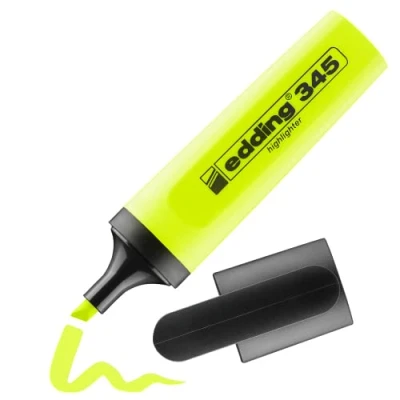 Imagen de edding 345 marcador fluorescente amarillo 1 punta biselada de 2 5 mm ideal para hacer marcas brillantes y resaltar pasajes texto notas