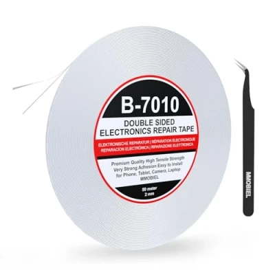Imagen de MMOBIEL 2mm Cinta adhesiva fuerte doble cara. Rollo Longitud: 50m (Blanco) para reparar teléfonos inteligentes y tablets