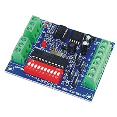 Imagen de Fyearfly Controlador DMX RGBW de 4 Canales, Tablero Control DMX512 Canales LED decodificador 20A MAX para RGB