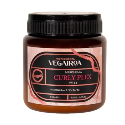 Imagen de VEGAIROA Curly Plex Mascarilla Rizos Definidos Sin Encrespamiento Hidratación Profunda Para Cabellos u Ondulados parabenos Peluquería Profesional Vegana 300ml