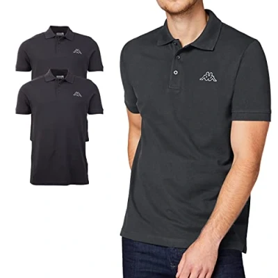 Imagen de Kappa Polo para hombre Venis en paquete de 2 unidades M 5XL con logotipo impreso básico manga corta deporte, ocio y oficina, asfalto, L