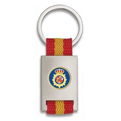 Imagen de Tiendas LGP Albainox Llavero Bandera de ESPAÑA y Chapa Escudo Policia Nacional CNP, Plateado