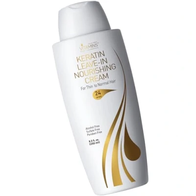 Imagen de Vitamins Acondicionador sin aclarado con Keratina Crema leave in conditioner hidratante antiencrespamiento desenredante y reparador para cabello fino o normal muy seco dañado