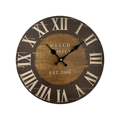 Imagen de Mobili Rebecca® Reloj de Pared Grande para Colgar MDF Marrón Negro Industrial Redondo (Cod. RE6152)
