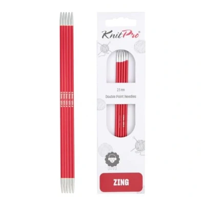 Imagen de KnitPro K47003 Zing: Agujas de Tejer Doble Punta: 15 cm x 2,50 mm, Aluminio, Rojo
